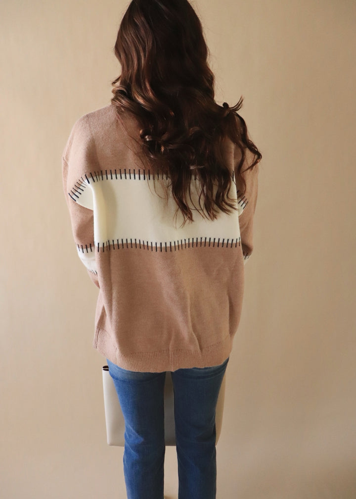 Stitched Color Block Sweater