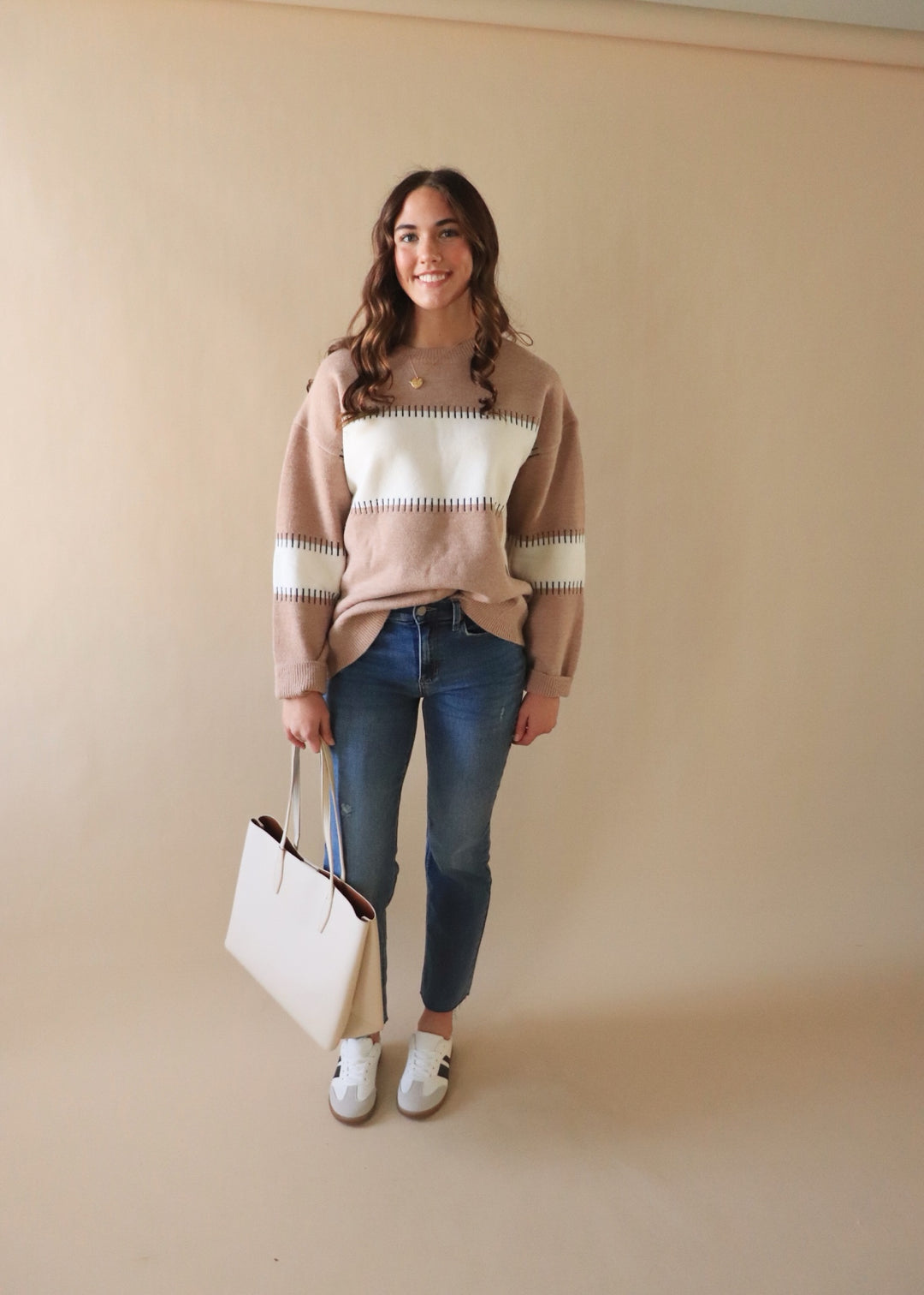 Stitched Color Block Sweater