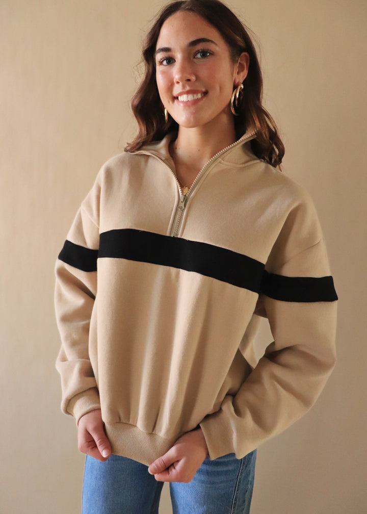 Two Tone Half Zip Sweatshirt