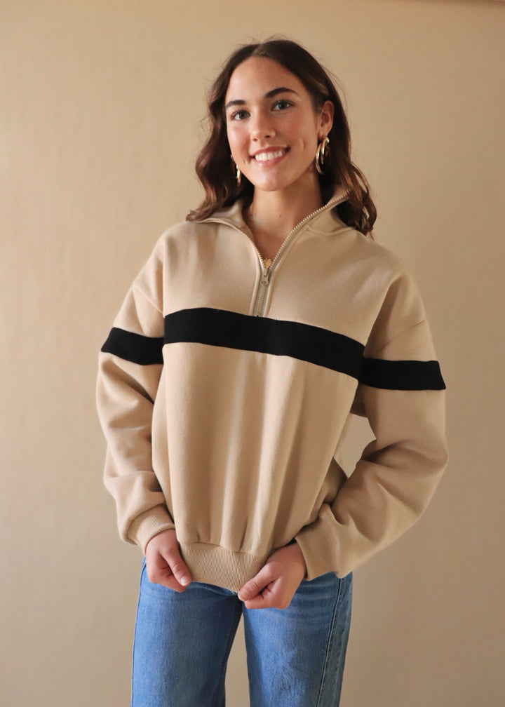 Two Tone Half Zip Sweatshirt