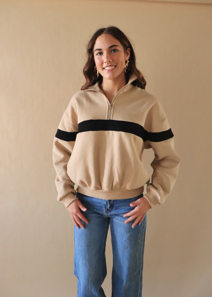 Two Tone Half Zip Sweatshirt