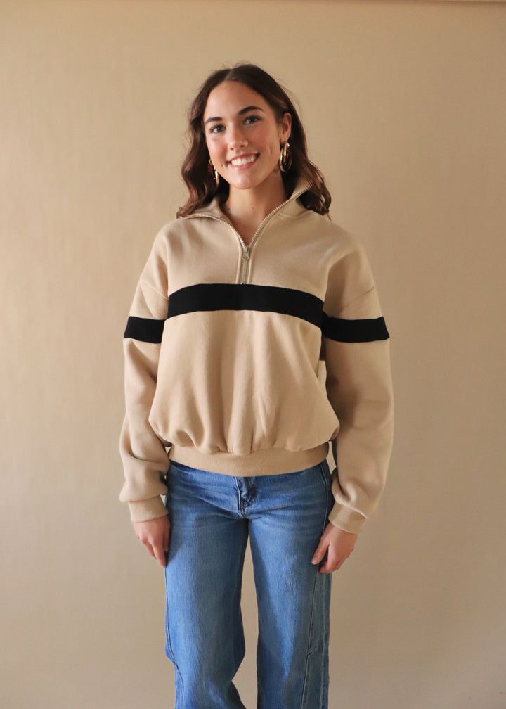 Two Tone Half Zip Sweatshirt