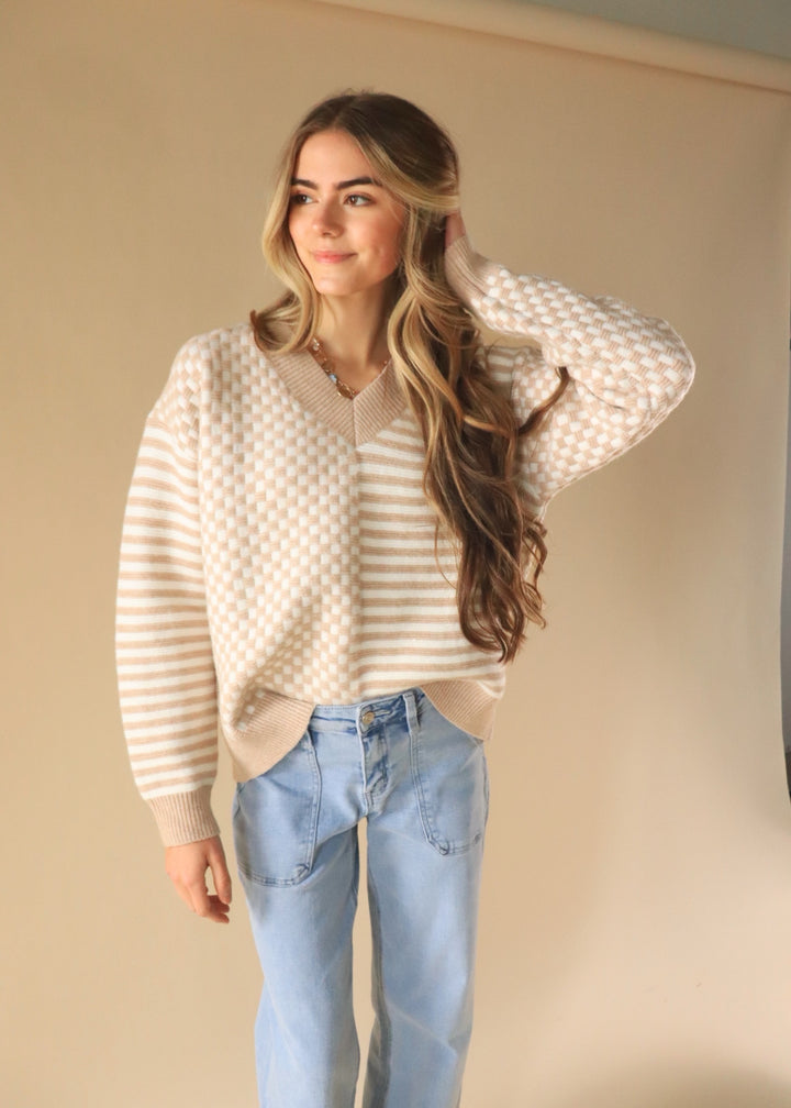 Frenchy Checker Pattern Sweater