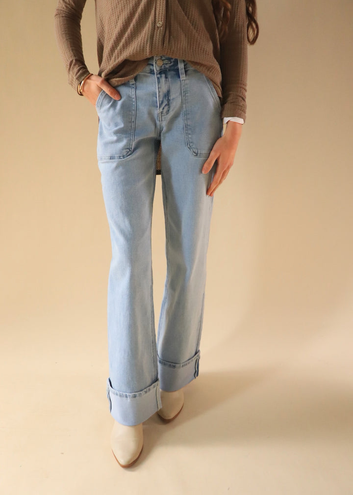 Stellar High Rise Wide Cuffed Denim