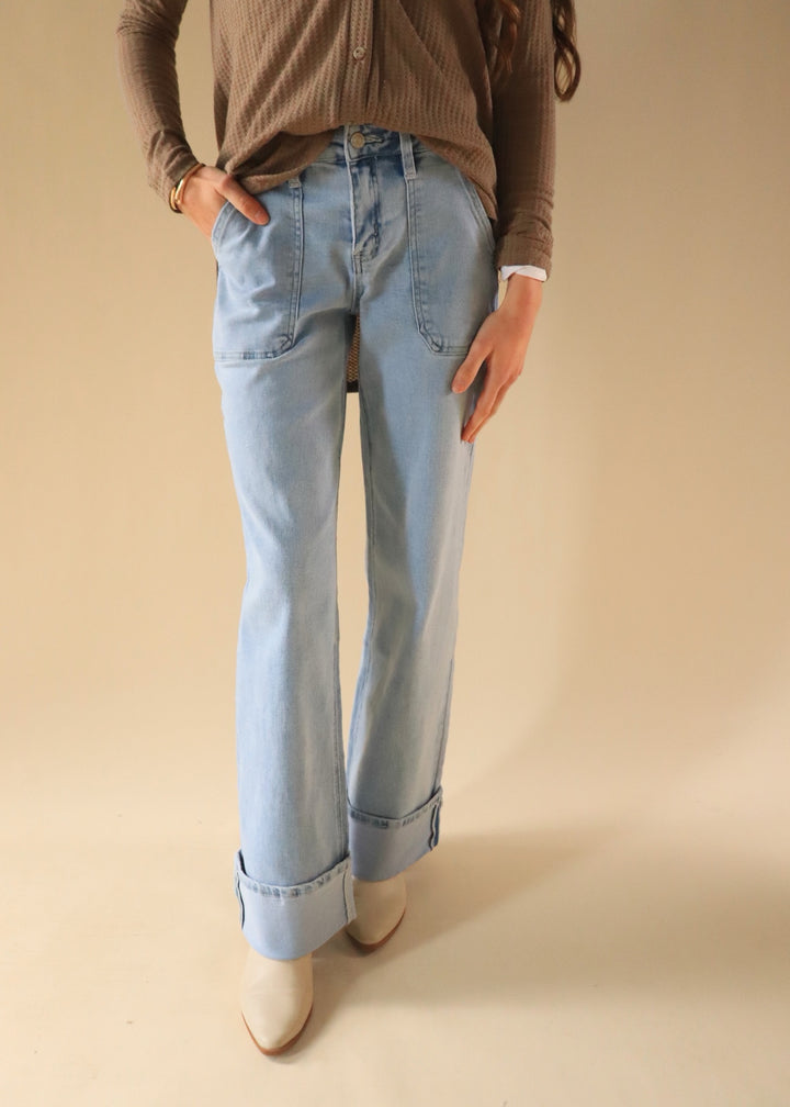 Stellar High Rise Wide Cuffed Denim