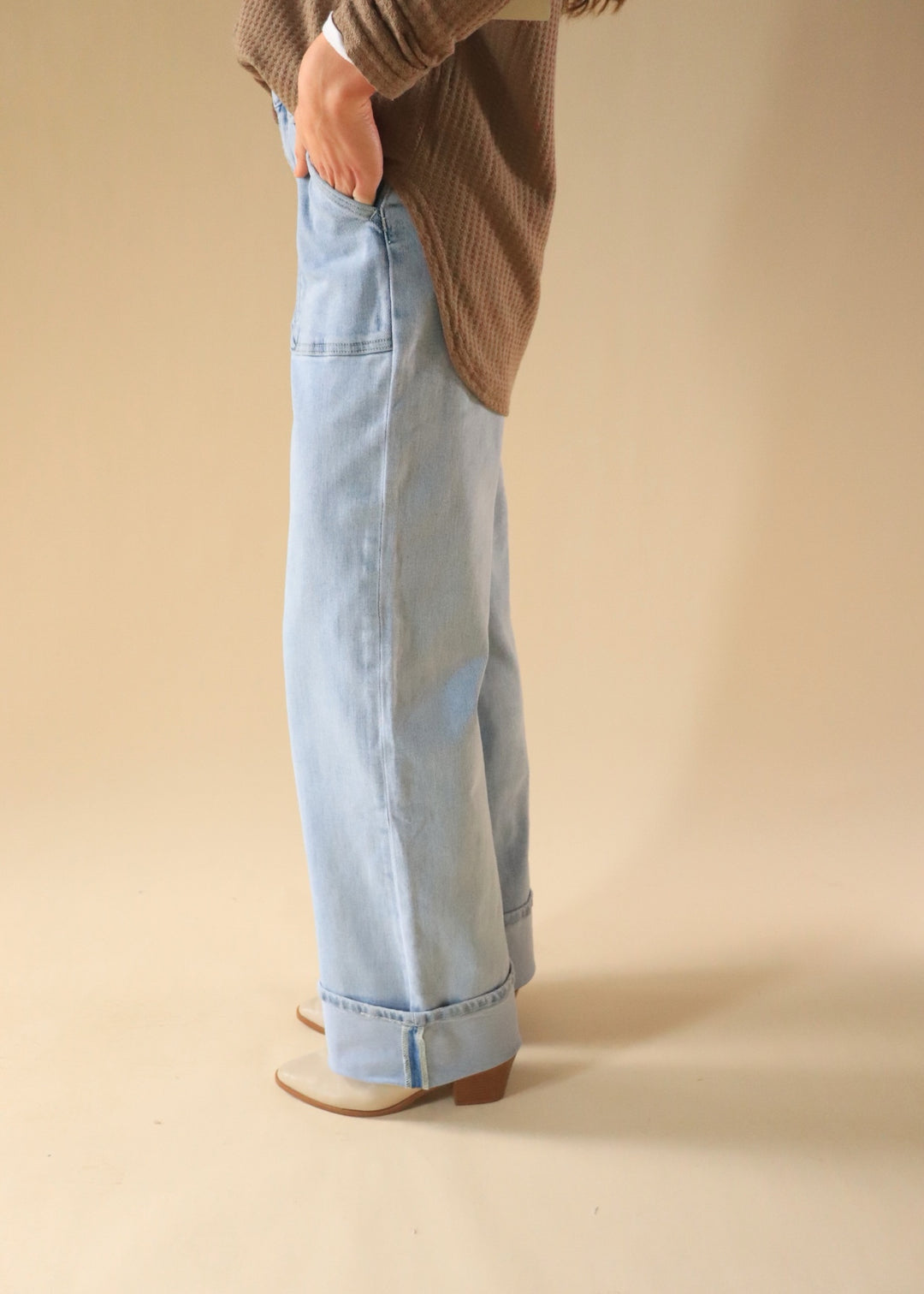 Stellar High Rise Wide Cuffed Denim