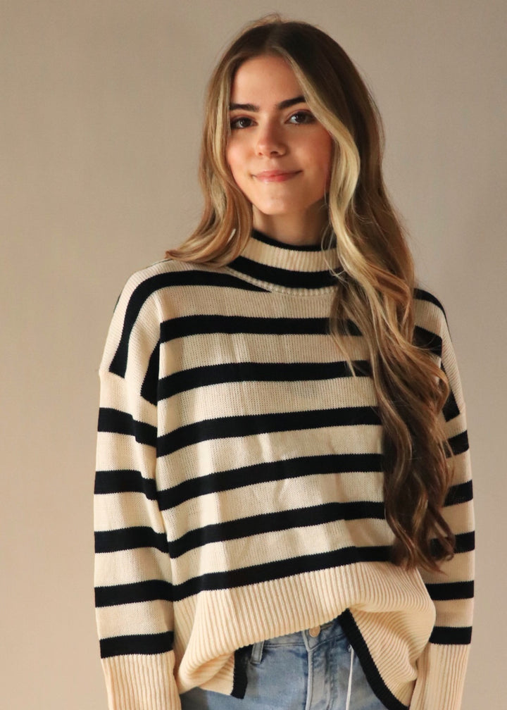 CLEARANCE FINAL SALE Collins Striped Turtle Neck Top