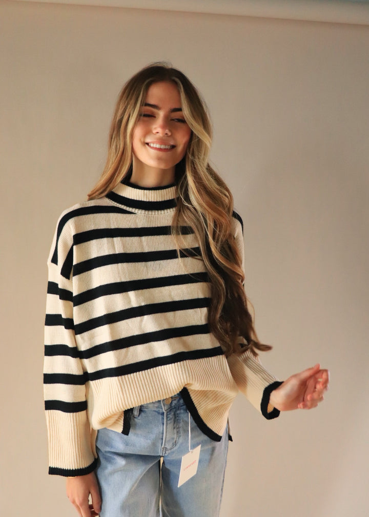 CLEARANCE FINAL SALE Collins Striped Turtle Neck Top