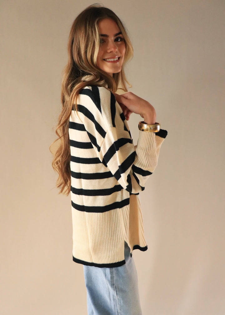 CLEARANCE FINAL SALE Collins Striped Turtle Neck Top