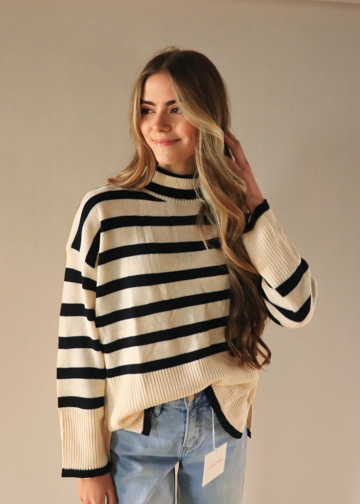 CLEARANCE FINAL SALE Collins Striped Turtle Neck Top