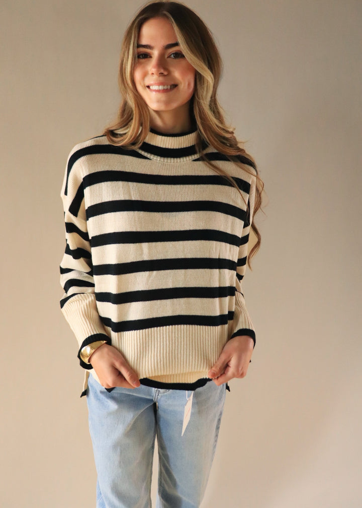 CLEARANCE FINAL SALE Collins Striped Turtle Neck Top