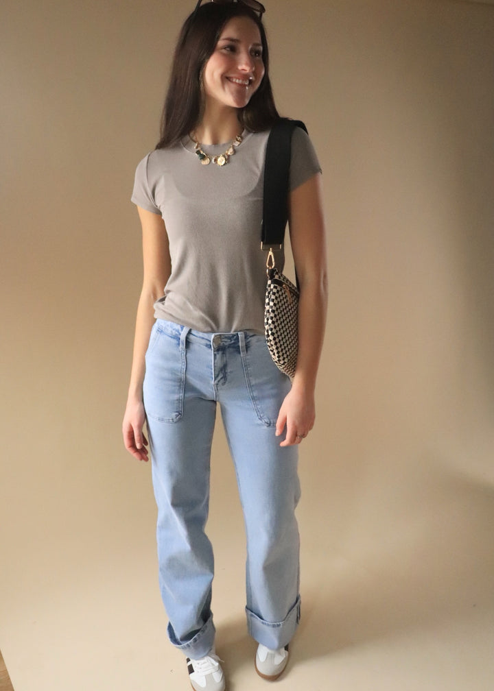 Stellar High Rise Wide Cuffed Denim