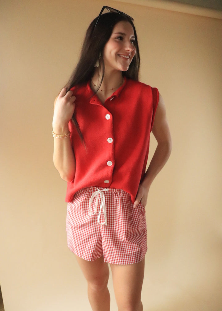 Cherry Button-Up Vest