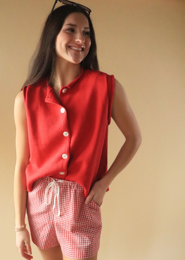 Cherry Button-Up Vest