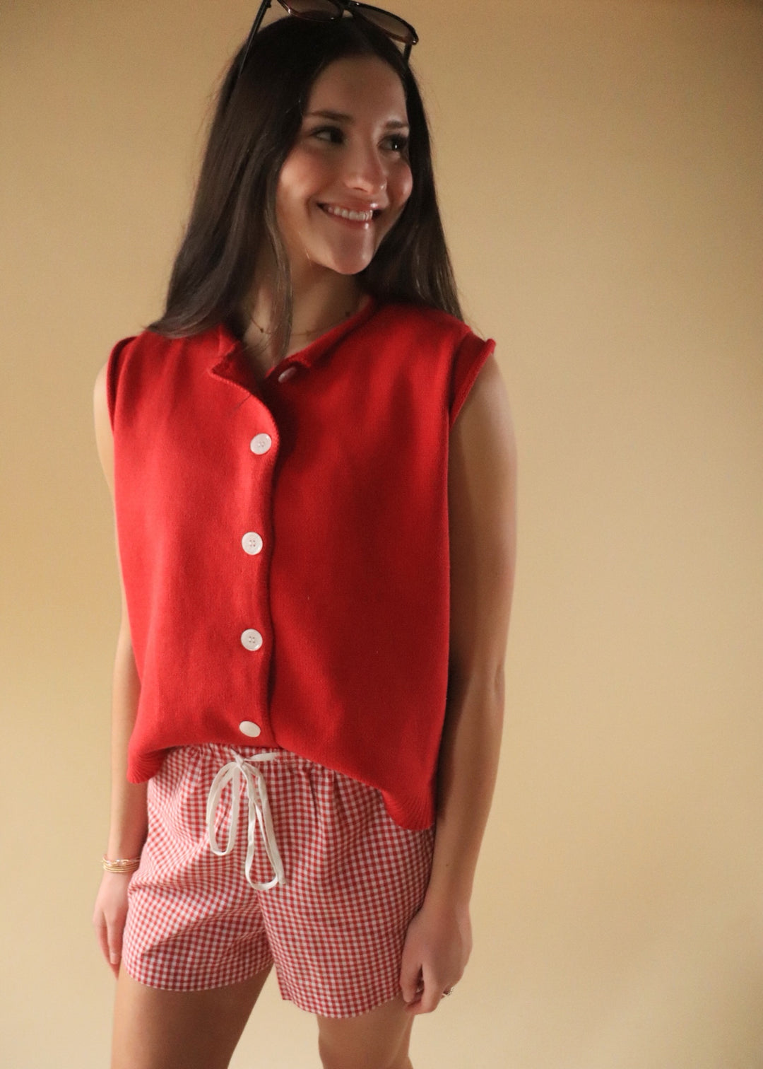 Cherry Button-Up Vest