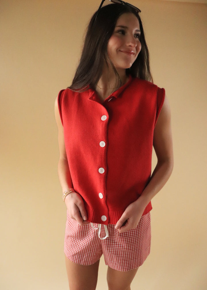 Cherry Button-Up Vest