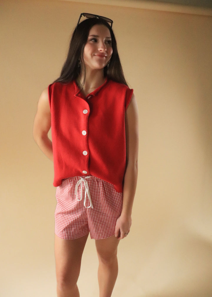 Cherry Button-Up Vest