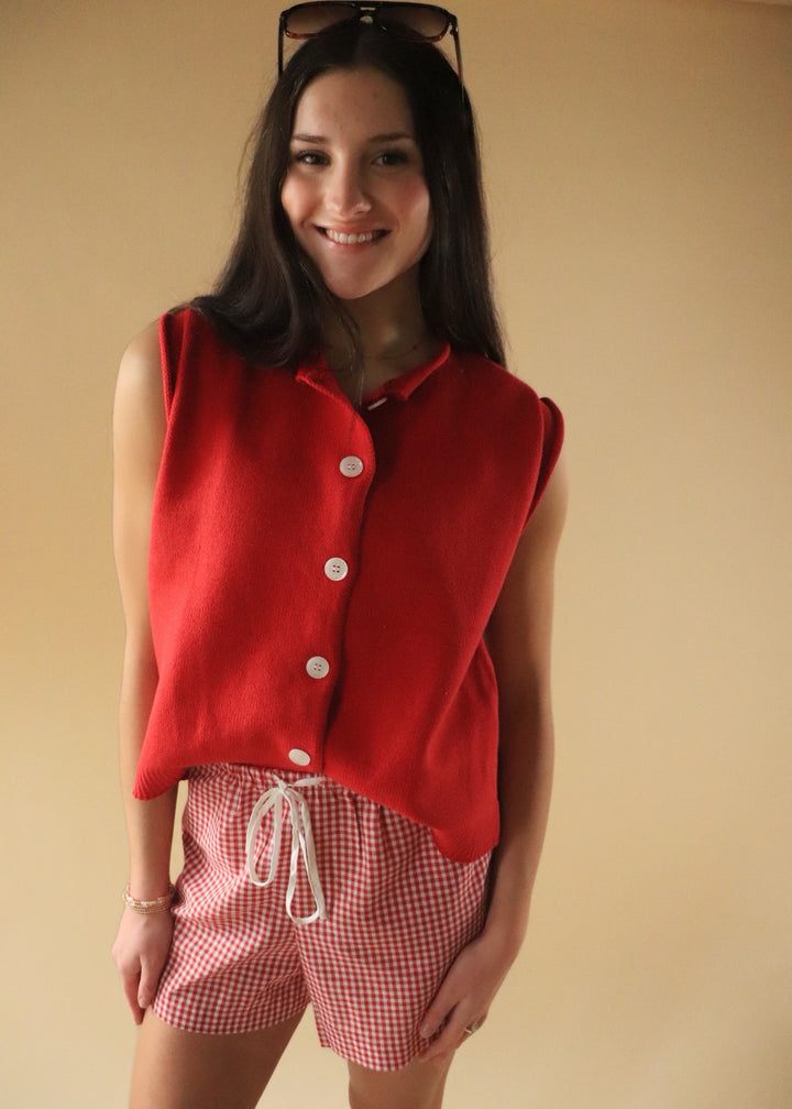 Cherry Button-Up Vest