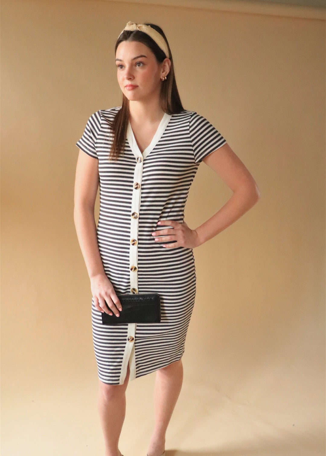 The Junie Dress in Black Stripes