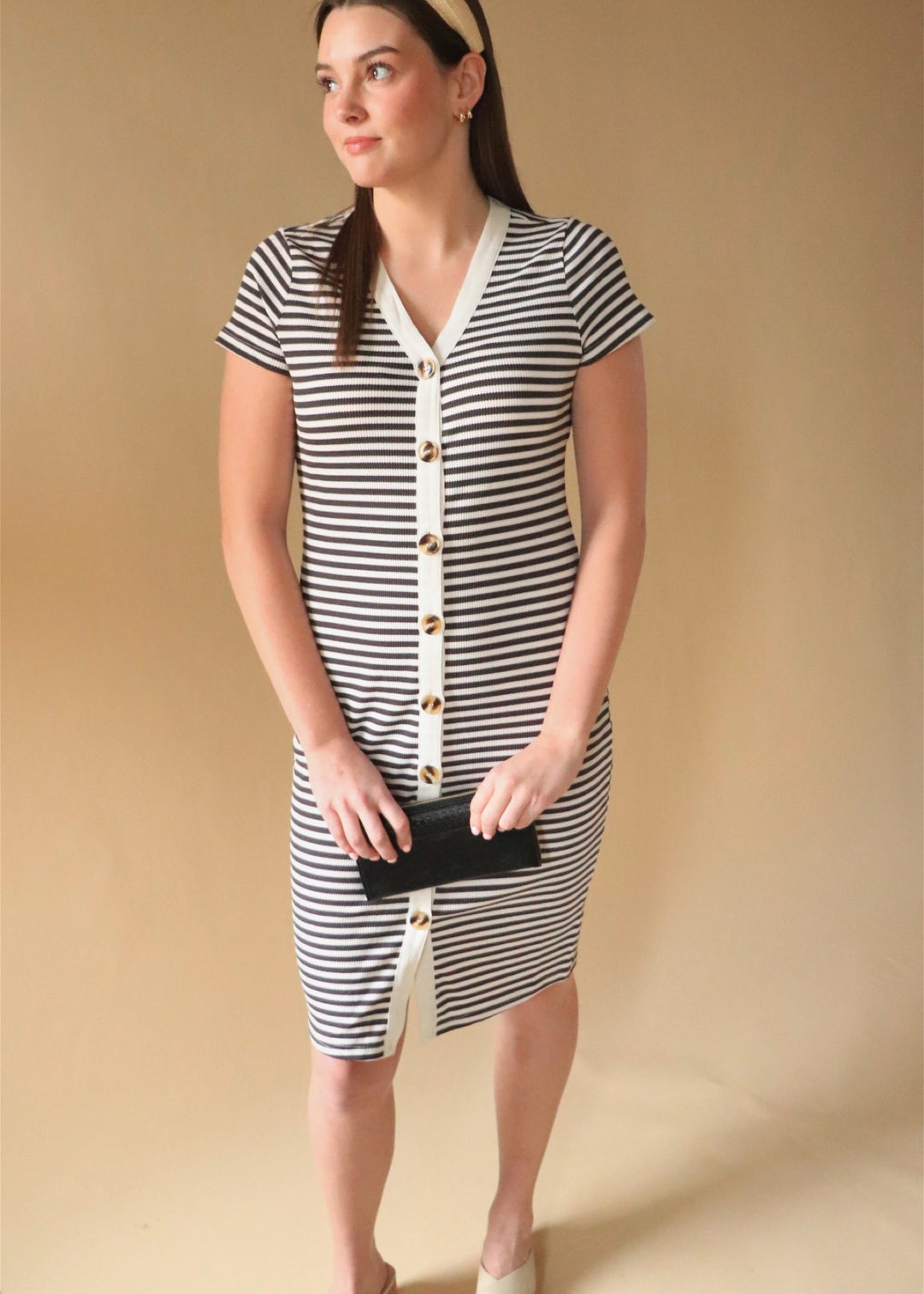 The Junie Dress in Black Stripes