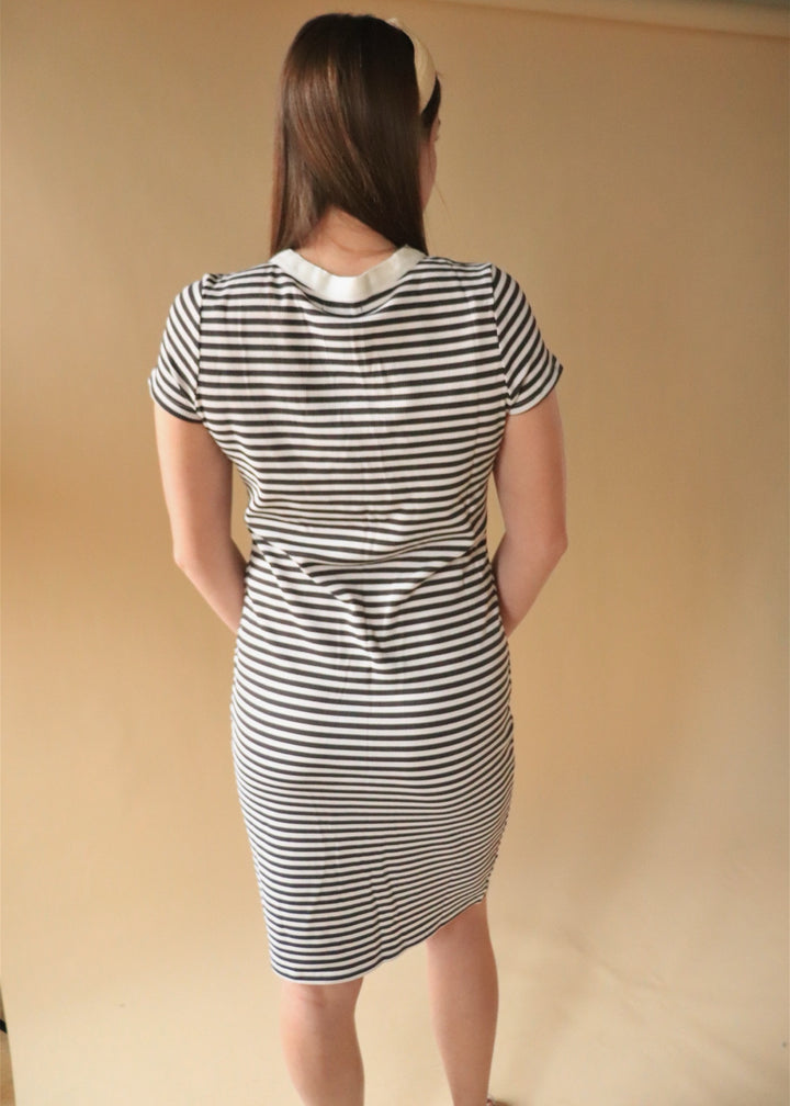 The Junie Dress in Black Stripes