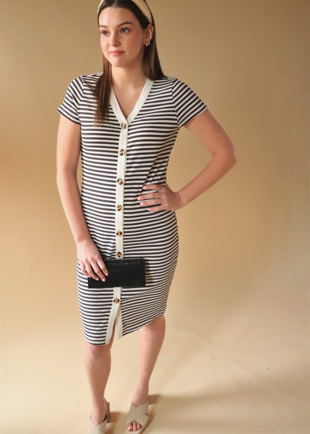 The Junie Dress in Black Stripes