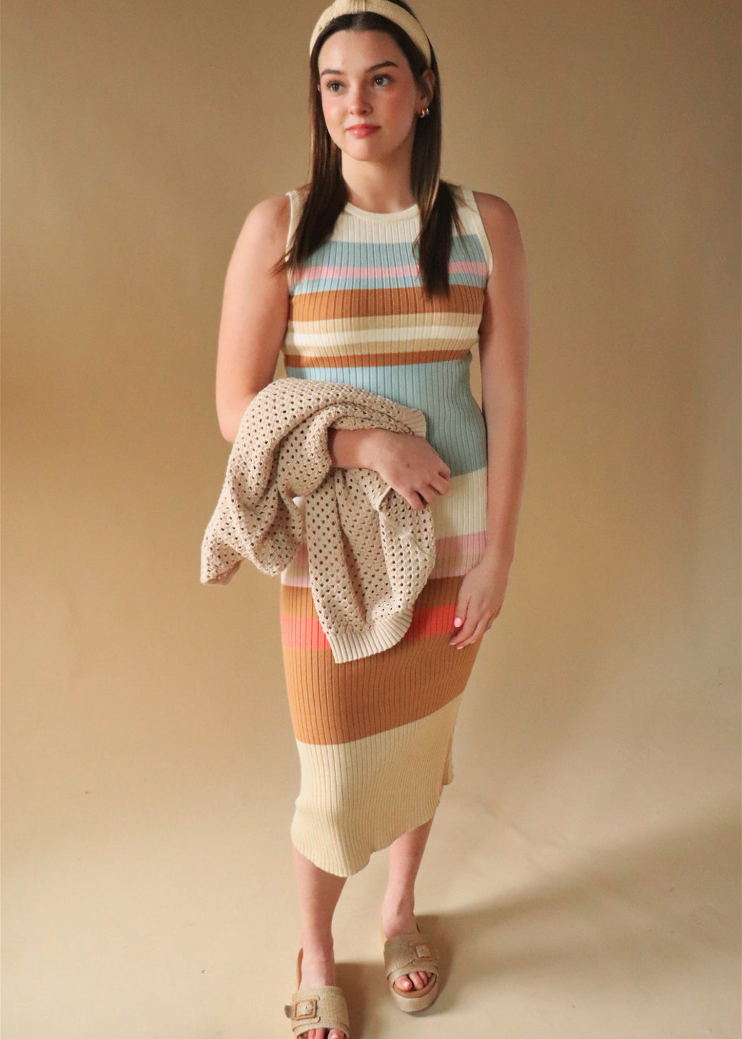 Colorblock Sweater Tank Midi Dres