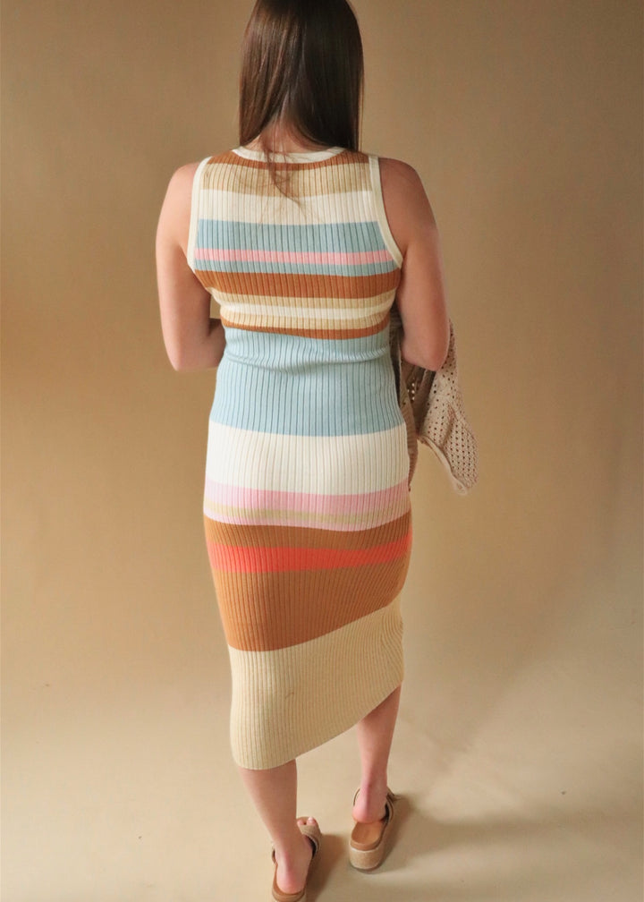 Colorblock Sweater Tank Midi Dres