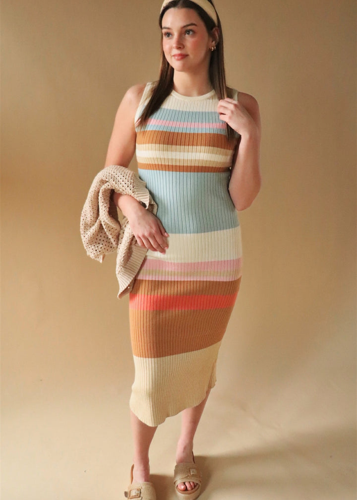 Colorblock Sweater Tank Midi Dres