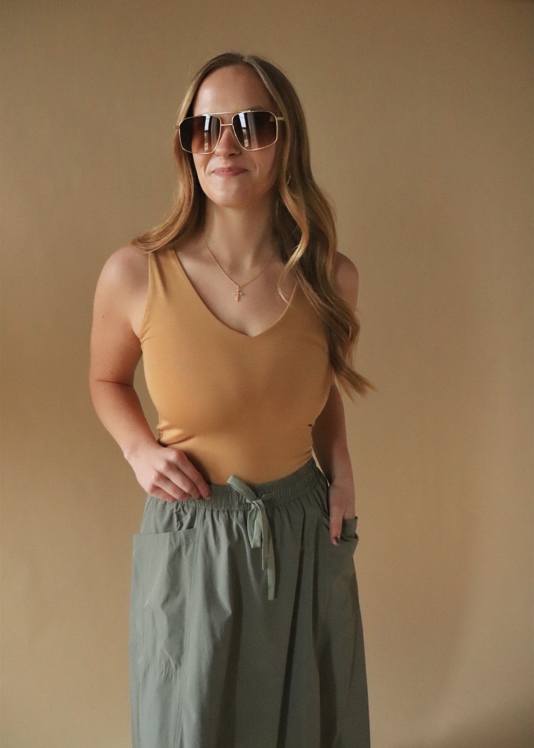 Basic V-Neck Tank in Goldenrod