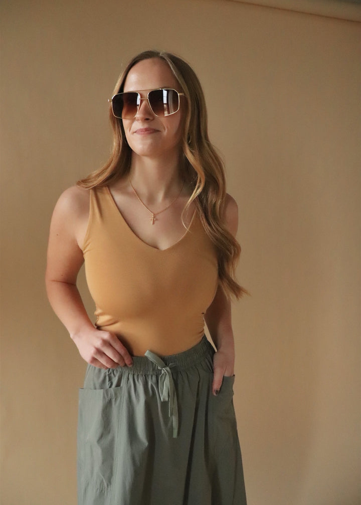 Basic V-Neck Tank in Goldenrod