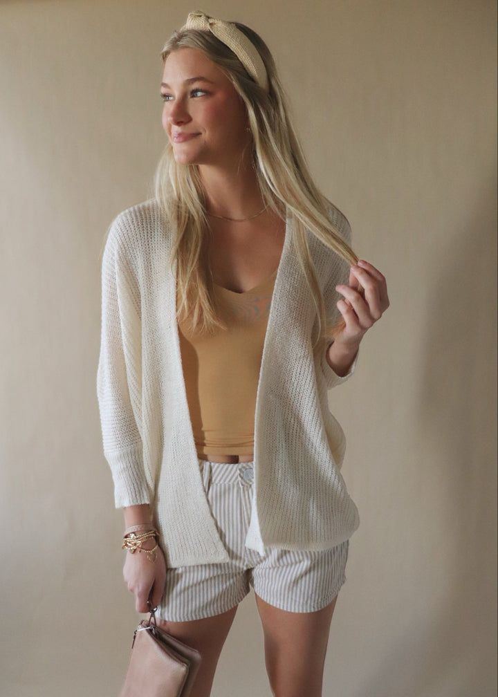 Dolman Open Front Cardigan in Ivory