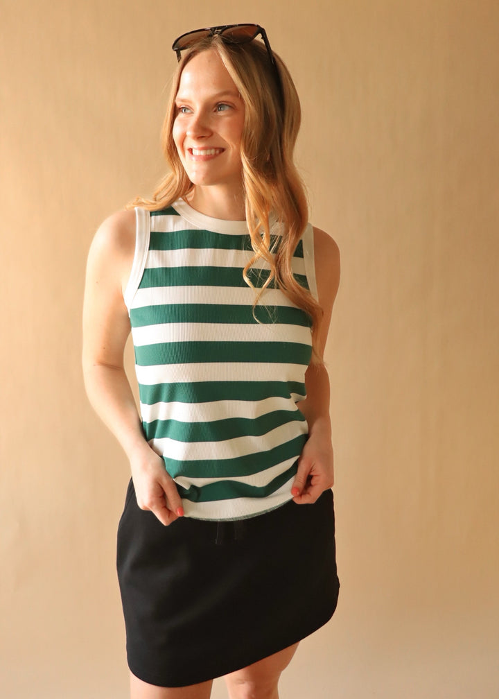 Kendra  Striped Ribbed Knit Tank