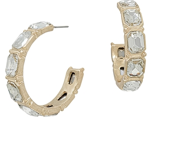 Clear Rectangle Shaped Crystal Hoop6 Earring