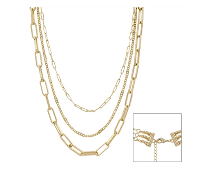 Matte Gold Three Layered 16"-20" Necklace