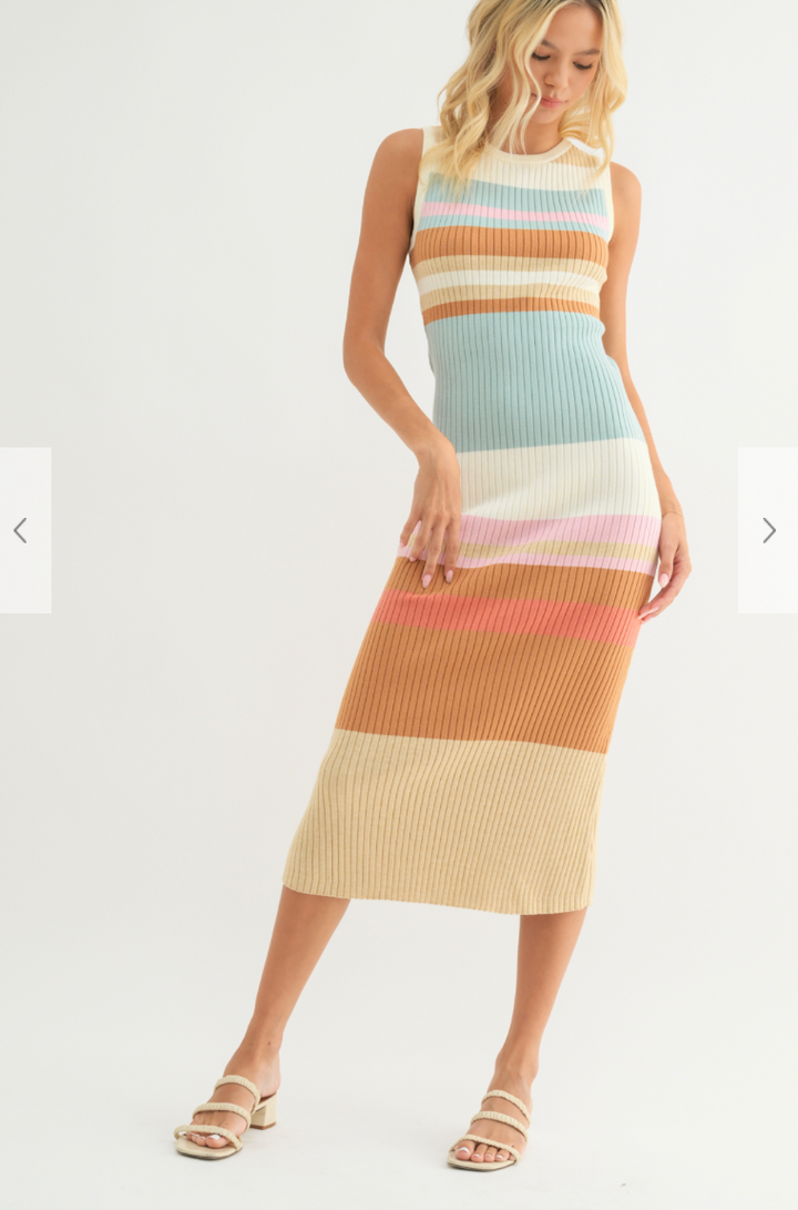 Colorblock Sweater Tank Midi Dres