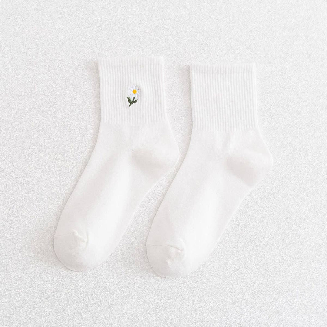 FLOWER EMBROIDERY SOCKS (OS) / ORANGE