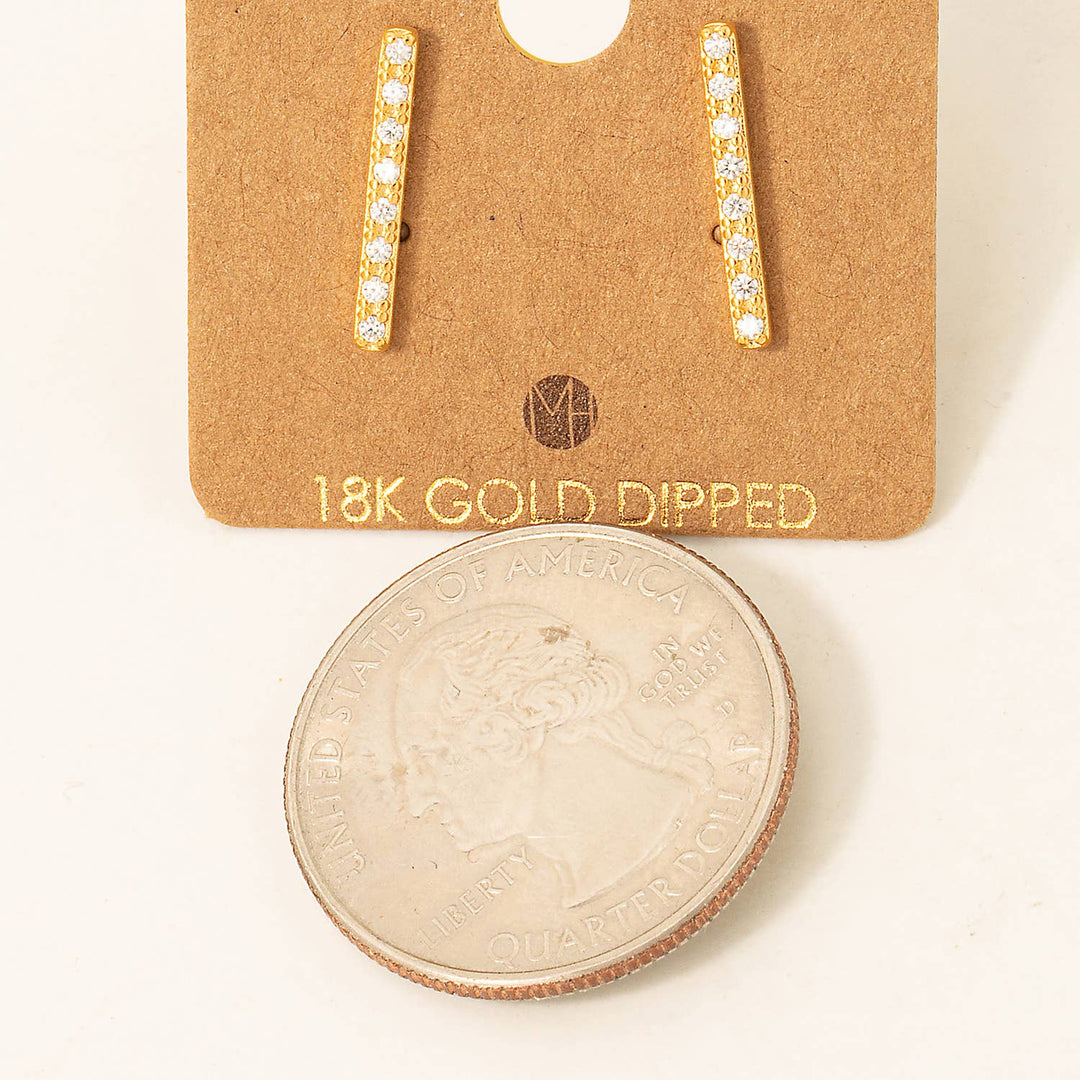 RESTOCK Gold Dipped Studded Bar Drop Earrings: G