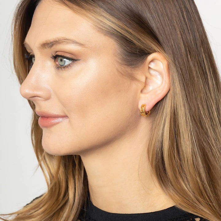 14K Gold-Dipped Carved Hoop Earring