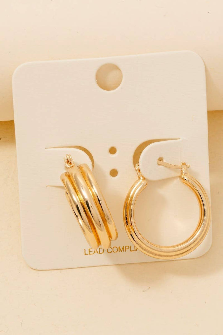 Triple Layered Latch Hoop Earrings