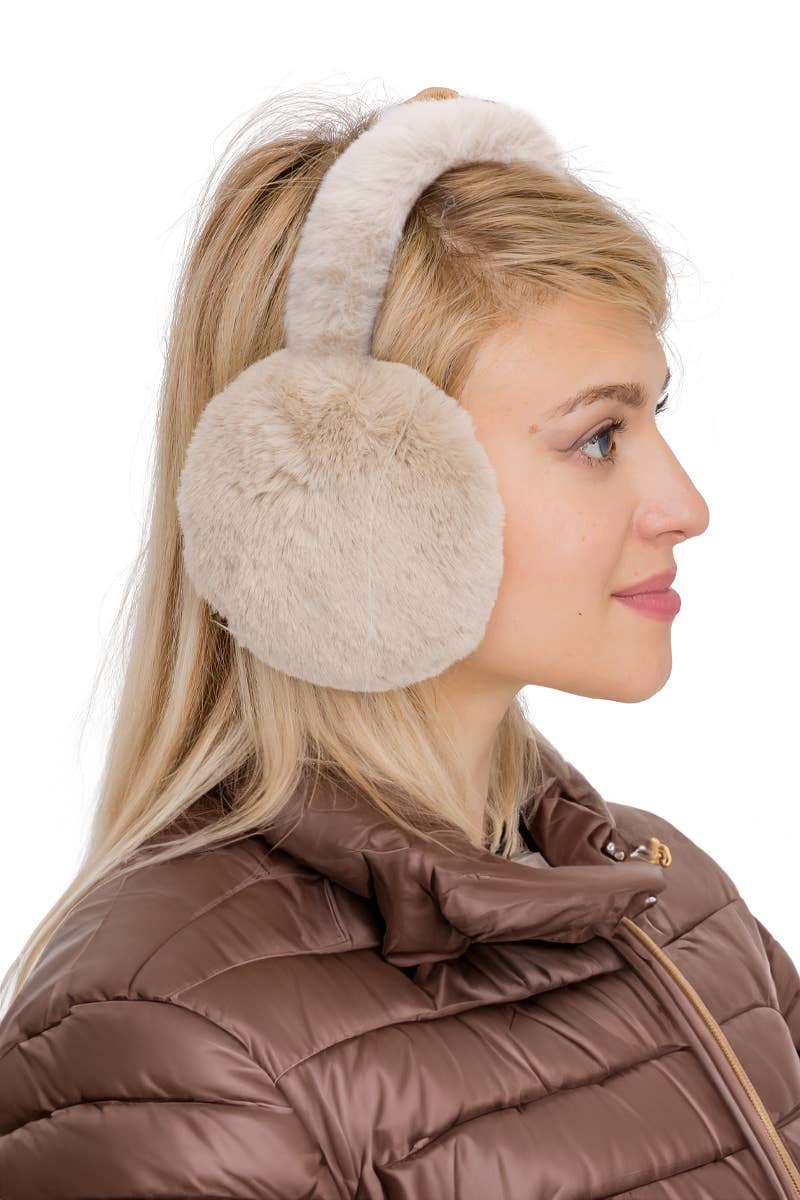 DOORBUSTER Fluffy Faux Fur Foldable Winter Earmuffs