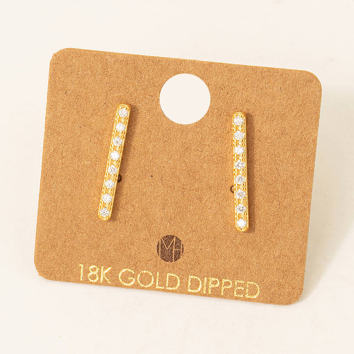 RESTOCK Gold Dipped Studded Bar Drop Earrings: G