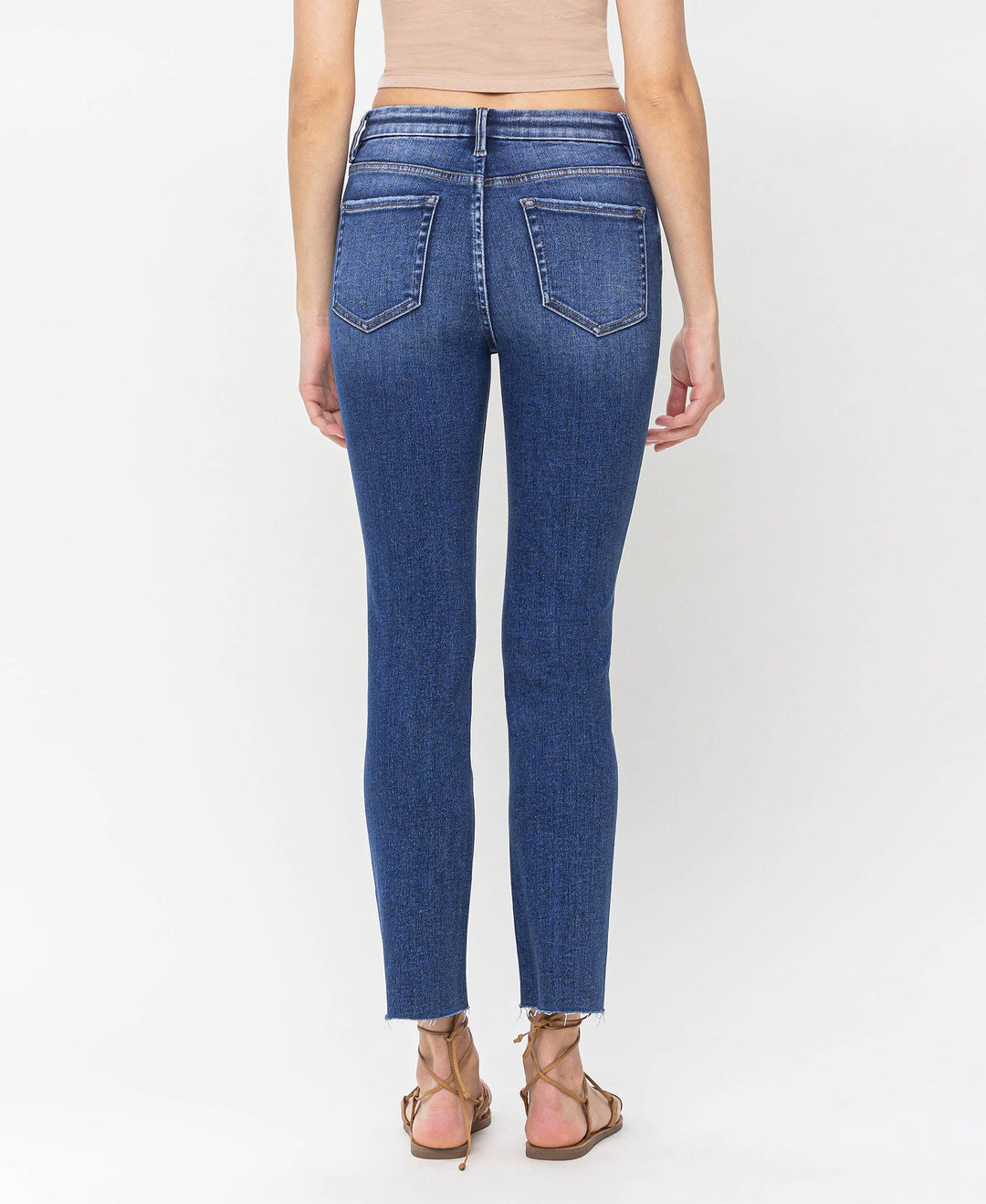 Delicate High Rise Crop Slim Straight Jeans Denim Jeans