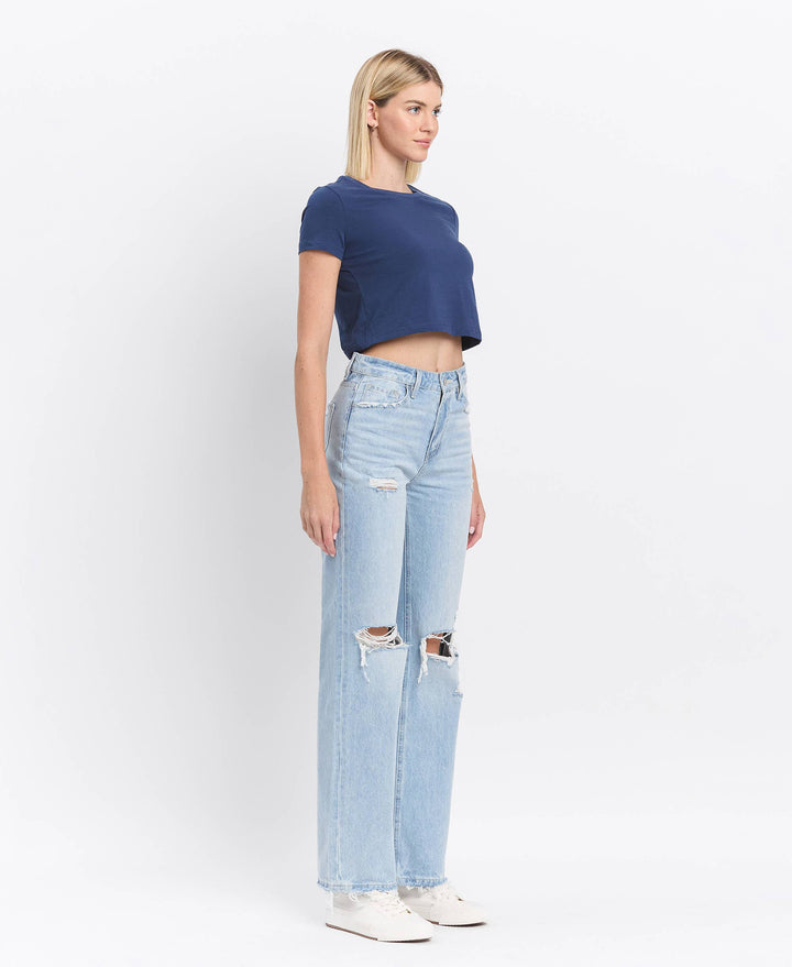 90's Vintage Super High Rise Flare Denim Jeans