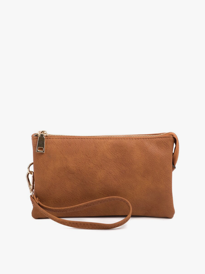 Riley 3 Compartment Crossbody/Wristlet in Brown