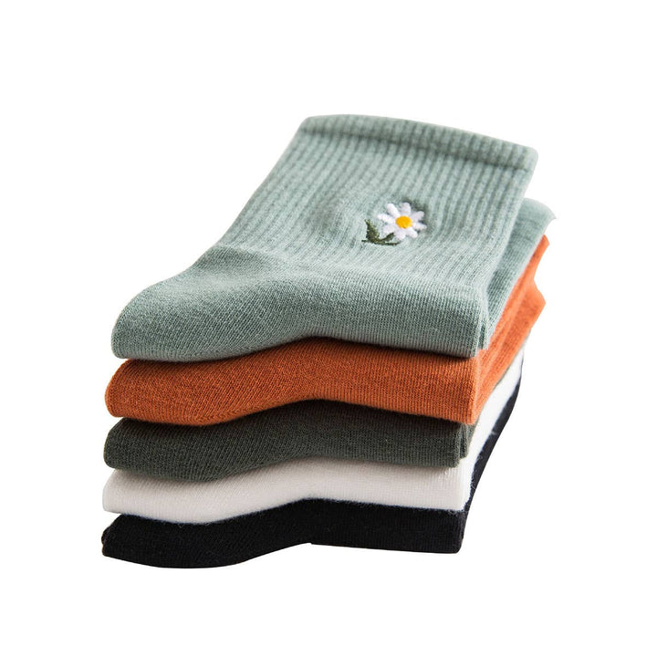 FLOWER EMBROIDERY SOCKS (OS) / ORANGE