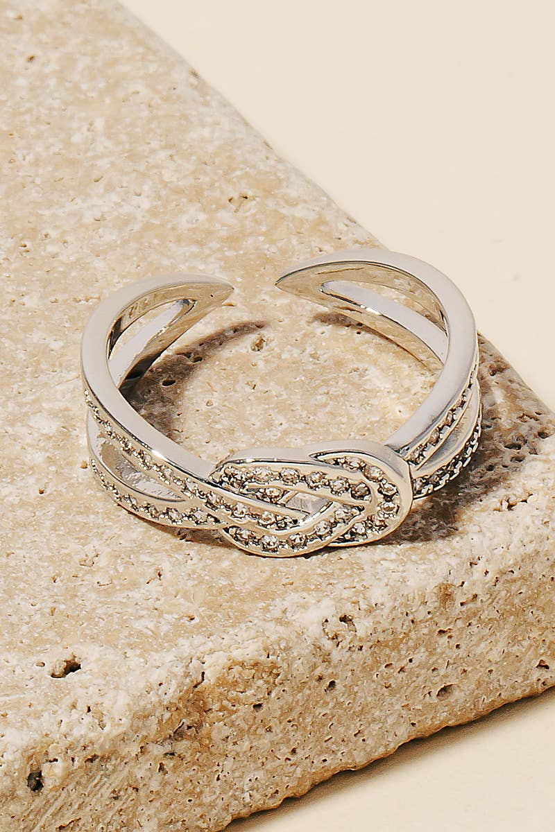 Cubic Zirconia Pave Knot Open Band Ring