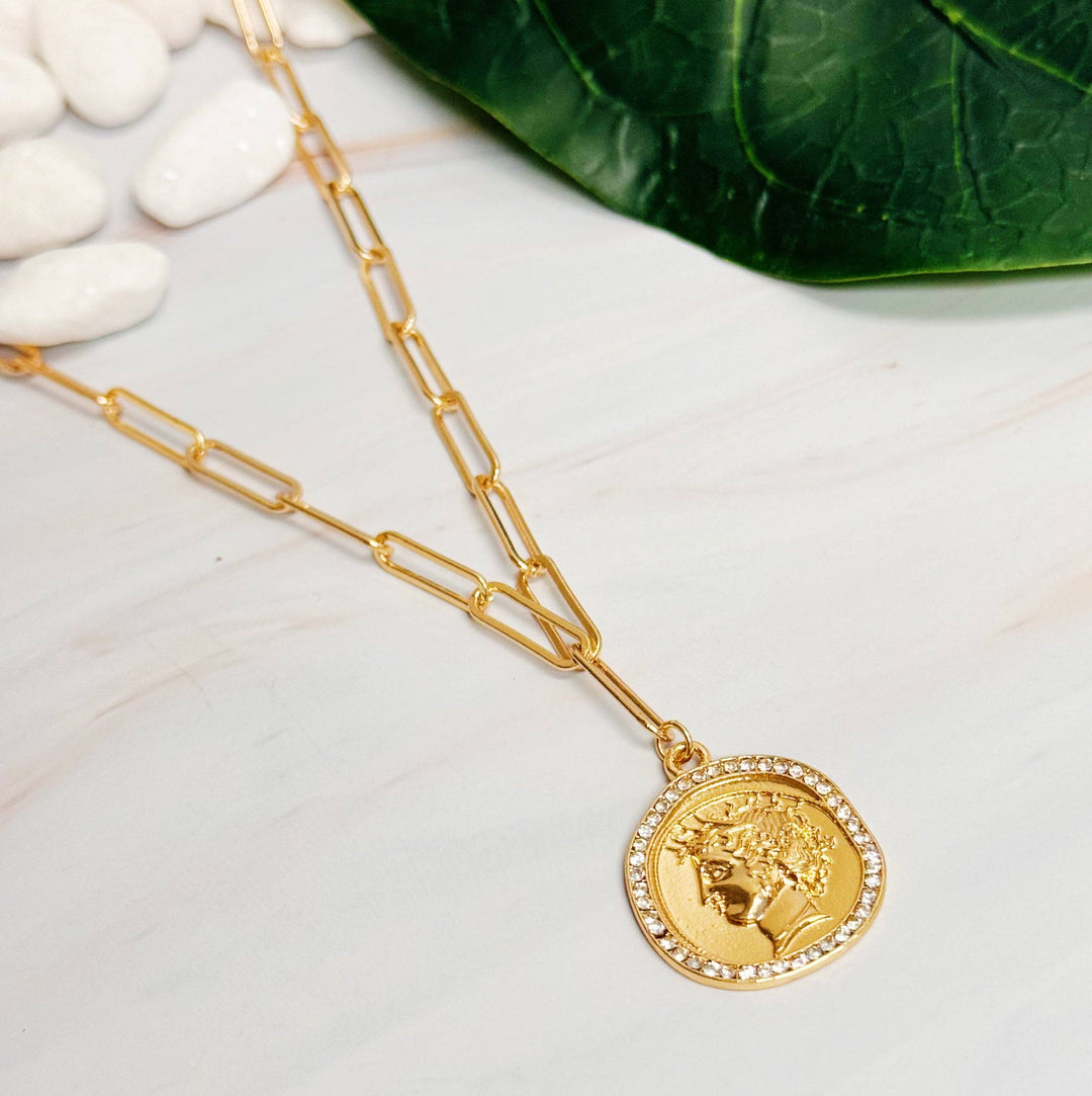 Glam Edge Coin Link Chain Necklace