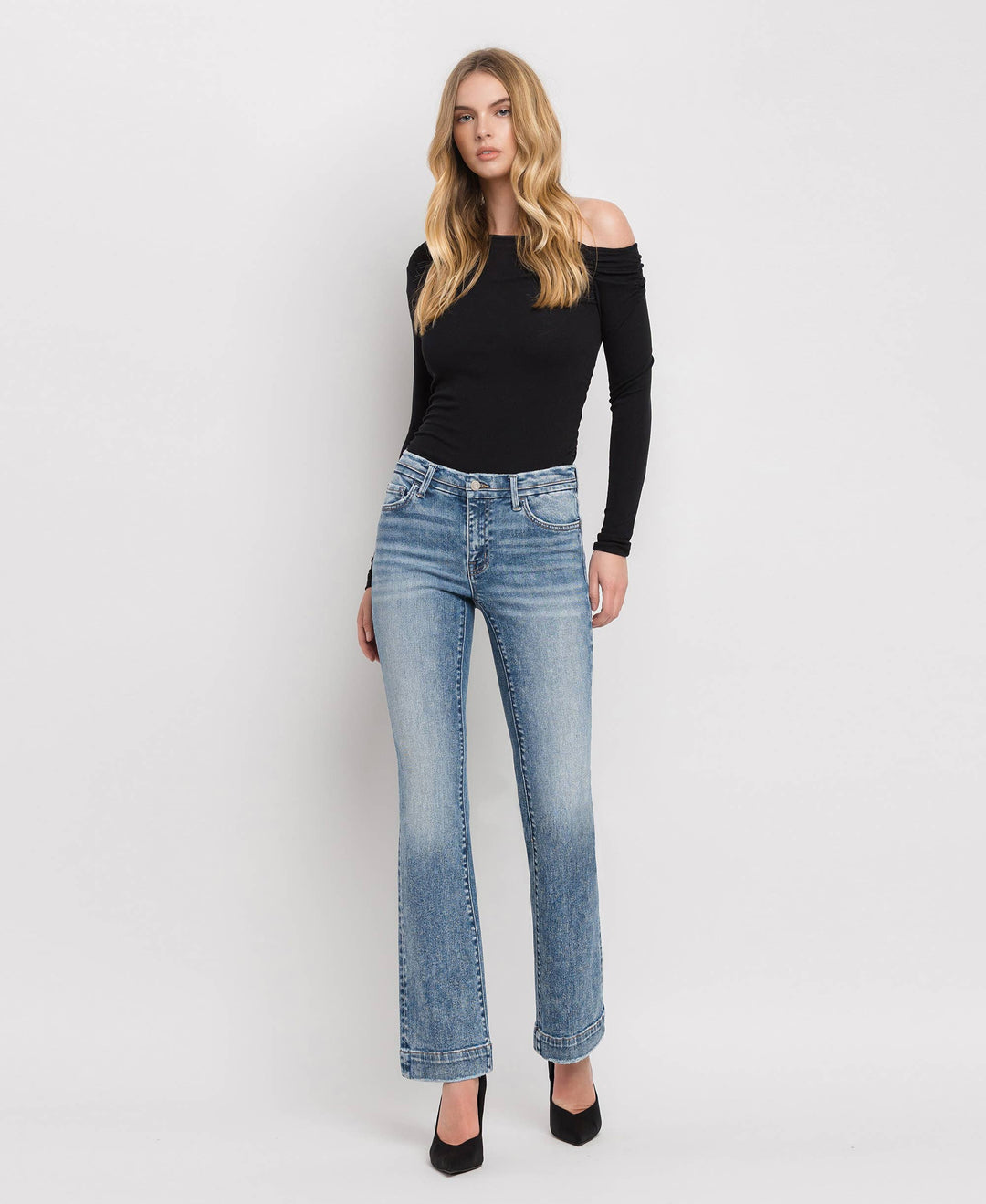 Mid Rise Seamless waistband Bootcut Denim Jeans