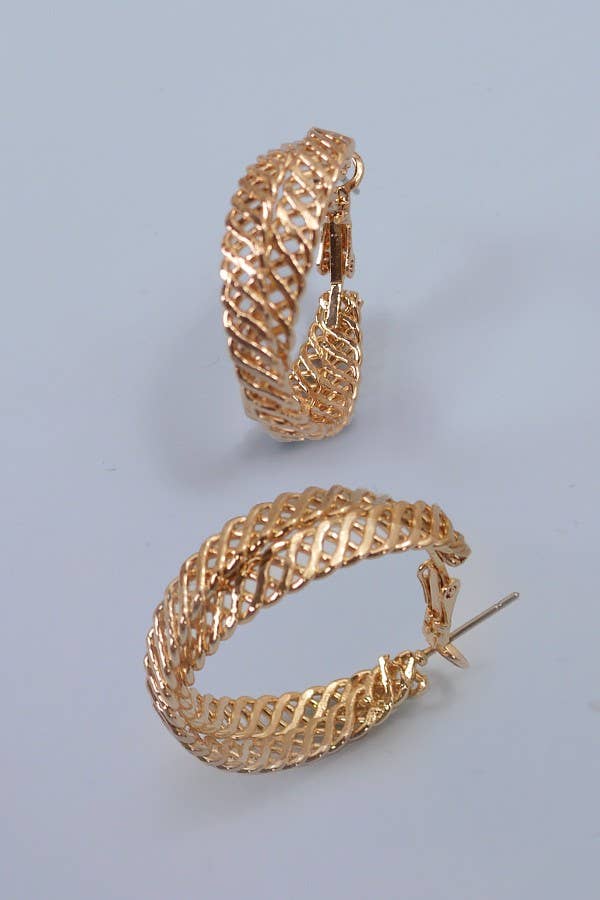 INTERWINED WIRE TEXTURE HOOP EARRIGNS